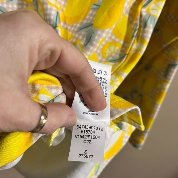 Lands’ End Cotton Lemon Fruit Print Long Sleeve Polo Shirt Yellow Small Golf - Picture 4 of 8